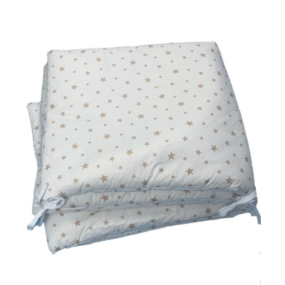 Set aparatori laterale pufoase h35 pat 120x60 cm Stelute bej pe alb