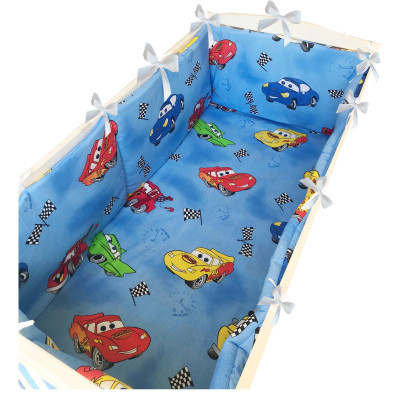 Lenjerie de patut bebelusi 5 piese cu aparatori laterale pe burete Cars CN - 140*70 cm