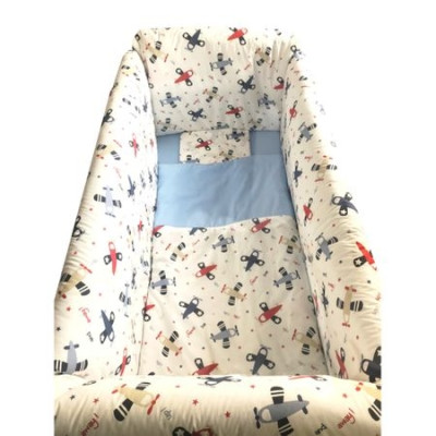 Lenjerie de patut bebelusi 120x60 cm cu aparatori Maxi Deseda Aviator