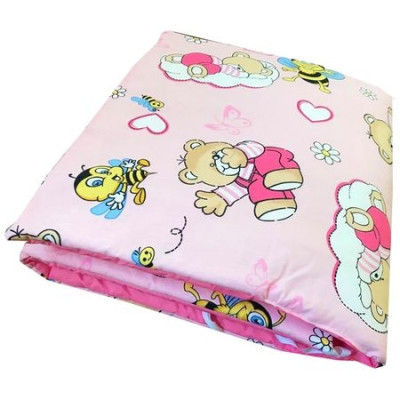 Aparatori laterale protectii laterale pat pufoase 120x60 cm h35cm Deseda Ursuleti cu albinute pe roz