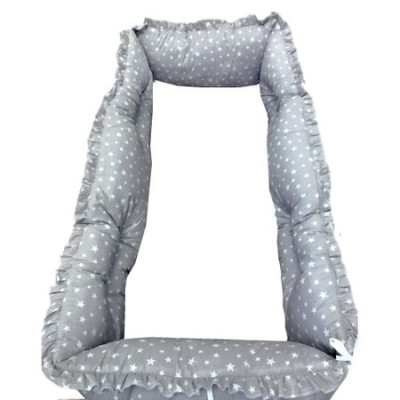 Set aparatori protectii laterale super groase stelute albe pe gri 120×60 CM Deseda
