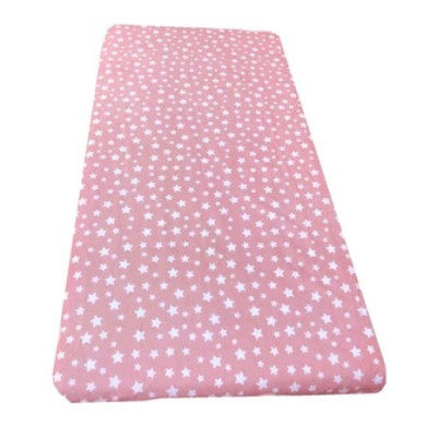 Cearsaf cu elastic pe colt cu imprimeu Stelute pe roz-120*60 cm