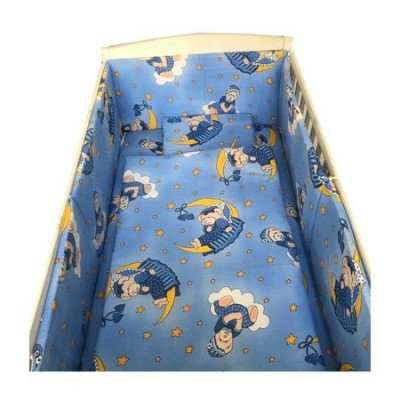 Lenjerie de patut bebelusi 140x70 cm 5 piese cu aparatori laterale pufoase CN Bunica Ursulet