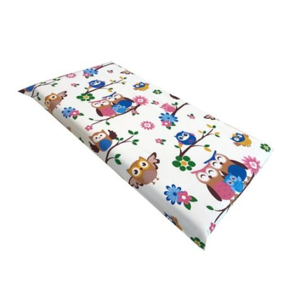 Set 3 piese paturica cu cearsaf si pernuta 120x60 cm Bufnite maro