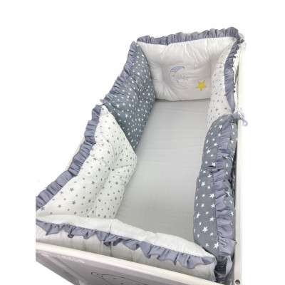 Set de 6 bucati aparatori protectii laterale patut 120x60 cm Deseda Mix Stelute gri