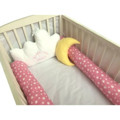 Aparatori laterale protectii pat cu bumper 140x70 cm Deseda Somn usor puisor roz