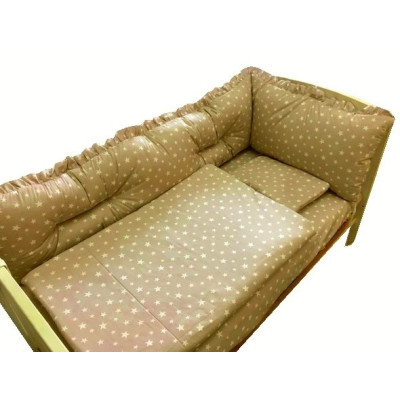 Lenjerie cu aparatori Super Groase Stelute bej Deseda - 140*70 cm