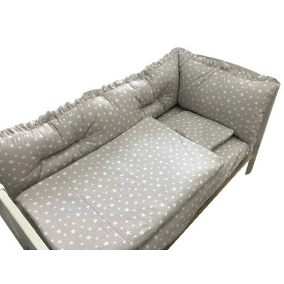 Lenjerie cu aparatori Super Groase Stelute gri Deseda - 140*70 cm