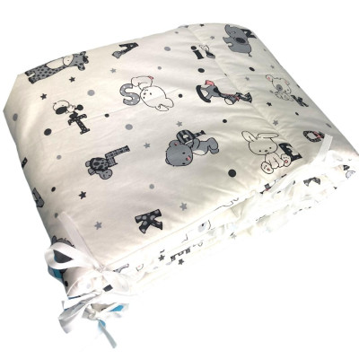 Set aparatori laterale pufoase h35 pat 120x60 cm litere nazdravane