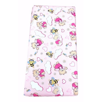 Cearsaf cu elastic roata cu imprimeu Ursi cu albine pe roz-160*80 cm