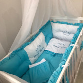 Lenjerie Personalizata cu aparatori Super Groase, baldachin si suport pat Bicolora