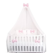Lenjeria pat 120x60 cm cu 4 perne Super groase, cearsaf, și fundite Roz pal Deseda 