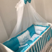 Lenjerie Personalizata cu aparatori Super Groase, baldachin si suport pat Bicolora