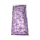Lenjerie de patut bebelusi 140x70 cm, 5 piese cu aparatori laterale pe burete CN Printese la bal mov