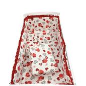 Lenjerie de patut bebelusi 120x60 cm, 5 piese cu aparatori laterale pe burete CN Inimioare cu volanas rosu