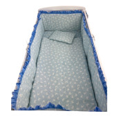 Lenjerie de patut bebelusi 120x60 cm, 5 piese cu aparatori laterale pe burete CN Fluturasi pe albastru