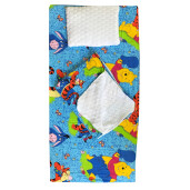Set 3 piese de iarna paturica cu cearsaf si pernuta pentru pat 120x60 cm Deseda Aiurila albastru