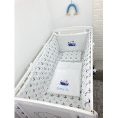 Lenjerie de patut bebelusi Personalizata Imprimata pat 120x60 cm Ancore