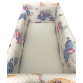Lenjerie de patut bebelusi 9 piese pat 140x70 cm cu aparatori si baldachin Maxi Deseda Animale