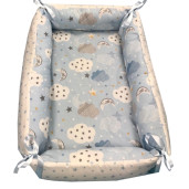 Reductor Personalizat Bebe Bed Nest cu paturica si pernuta antiplagiocefalie Deseda Norisori cu luna albastra 