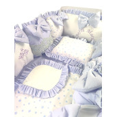 Lenjeria cu aparatori pat 140x70 cm din 13 pernute Albastru pal LUX by Deseda 