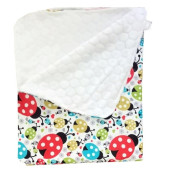 Set 3 piese de iarna pat 140x70 cm paturica cu cearsaf si pernuta pentru pat Deseda Buburuze Colorate