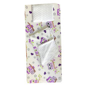 Set 3 piese de iarna paturica cu cearsaf si pernuta pentru pat 160x80 cm Deseda Bufnite mov