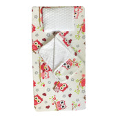 Set 3 piese de iarna paturica cu cearsaf si pernuta pentru pat 160x80 cm Deseda Bufnite rosii