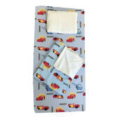 Set 3 piese de iarna paturica cu cearsaf si pernuta pentru pat 140x70 cm Deseda Cars
