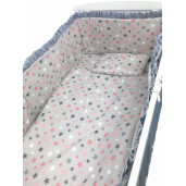 Lenjerie de patut bebelusi 120x60 cm, 5 piese cu aparatori laterale pe burete CN Cer de Primavara