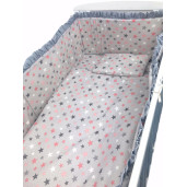 Lenjerie de patut bebelusi 120x60 cm, 5 piese cu aparatori laterale pe burete CN Cer de Primavara