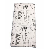 Set 3 piese de iarna pat 160x80 cm cu cearsaf paturica si perna Corturi de indian gri