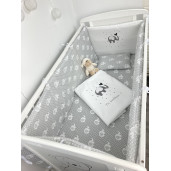 Lenjerie de patut bebelusi Personalizata Imprimata 120x60 cm Elefantei gri