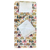 Set 3 piese de iarna paturica cu cearsaf si pernuta pentru pat 120x60 cm Deseda Elefanti maro