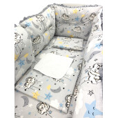 Set de 6 bucati aparatori protectii laterale patut 140x70 cm Deseda Ursuleti somnorosi gri