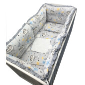 Set de 6 bucati aparatori protectii laterale patut 120x60 cm Deseda Ursuleti somnorosi gri