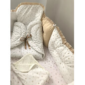 Set de 6 bucati aparatori protectii laterale patut 120x60 cm Deseda Bej - Stelute bej pe alb