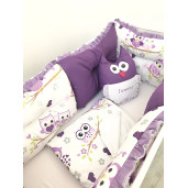 Set de 6 bucati aparatori protectii laterale patut 140x70 cm Deseda Bufnite violet