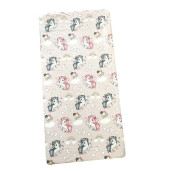 Cearsaf cu elastic pe colt 120x60 cm cu imprimeu Unicorni