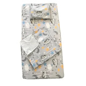 Set 3 piese pat 160x80 cm cu cearsaf paturica si perna Ursuleti adormiti Gri