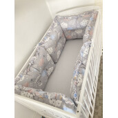 Set de 6 bucati aparatori protectii laterale patut 120x60 cm Deseda imprimeu Nori cu luna gri
