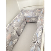 Set de 6 bucati aparatori protectii laterale patut 120x60 cm Deseda imprimeu Nori cu luna gri