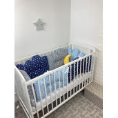 Set 6 aparatori patut pernute norisori cu luna Deseda Albastru pat 120x60 cm