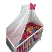 Lenjerie de patut bebelusi 120x60 cm, 5 piese cu aparatori laterale pe burete CN Printese ciclam