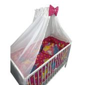 Lenjerie de patut bebelusi 140x70 cm, 5 piese cu aparatori laterale pe burete CN Printese ciclam
