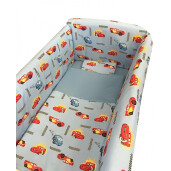 Lenjerie de patut bebelusi 140x70 cm cu aparatori Maxi Cars
