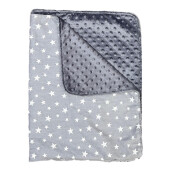 Paturica bebe dubla bumbac - mincky pufos 75x95 cm Steluțe pe gri