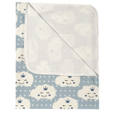 Set 3 piese pat 120x60 cm cu cearsaf paturica si perna Norisori zambareti albastru