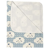 Set 3 piese pat 140x70 cm cu cearsaf paturica si perna Norisori zambareti albastru