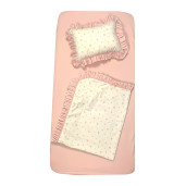 Lenjeria cu aparatori pat 140x70 cm din 13 pernute Roz pal LUX by Deseda 